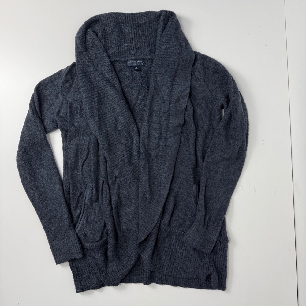 Barefoot Dreams CozyChic Lite Shawl Collar Cardigan Charcoal Grey Womens Medium